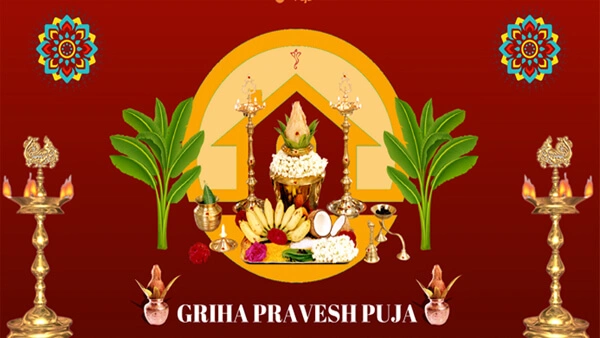 Traditional Griha Pravesh Puja as per Karmakand rituals with Vedic chanting and sacred fire (havan)